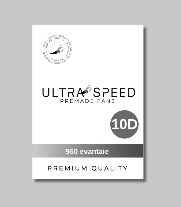 10D ALB Extensii de gene ULTRA SPEED - 10D- Grosimea 0.05 - 960 evantaie - imagine 1