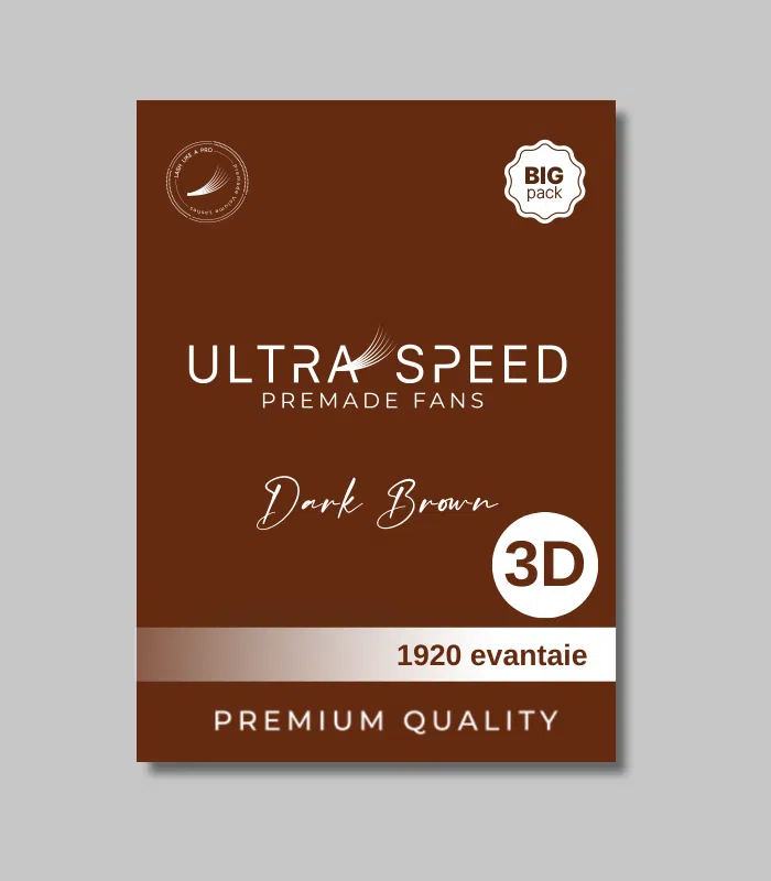 5 Extensii de gene ULTRA SPEED DARK BROWN – 3D – Grosime 0.10 – 1920 evantaie - imagine 1