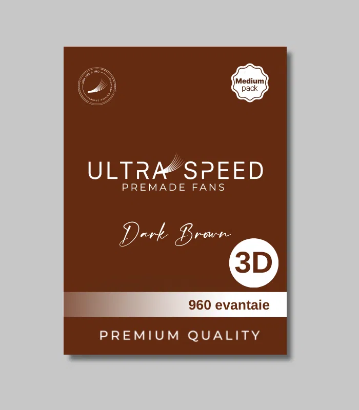7 Extensii de gene ULTRA SPEED DARK BROWN – 3D – Grosime 0.10 – 960 evantaie - imagine 1